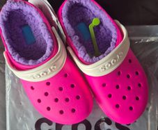 Authentic Pink Fluffy Crocs