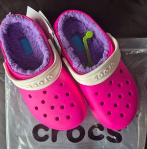 Authentic Pink Fluffy Crocs
