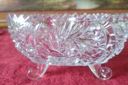 Triangular Cut Crystal Glass Footed Jewelry Dish