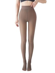 Brand New Fleece Lined Tights for Women Brown Fake Translucent