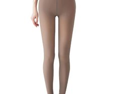 Brand New Fleece Lined Tights for Women Brown Fake Translucent