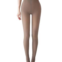 Brand New Fleece Lined Tights for Women Brown Fake Translucent