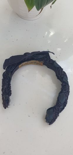 Vintage 1950's Marshall Field & Company black bow and beads headband - Collectable