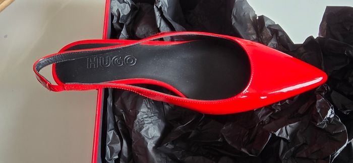 HUGO BOSS Women's Leather Pumps, Alexis Slingback 35P, Red, EU 35, UK 2, US 5