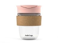 main image for ad SoleCup Reusable Glass Travel Mug with Cork Band and Lid - Pink