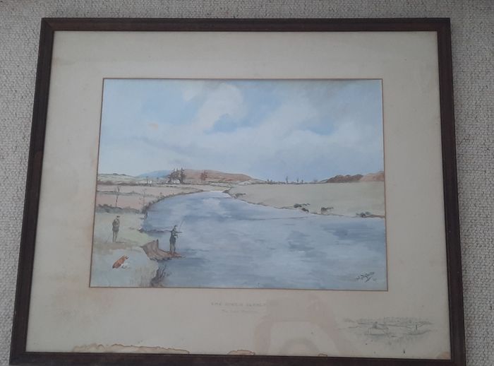 Watercolour by Captain J. D. Guille 'The River Slaney'