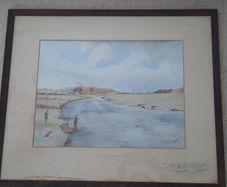 Watercolour by Captain J. D. Guille 'The River Slaney'