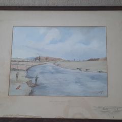 Watercolour by Captain J. D. Guille 'The River Slaney'