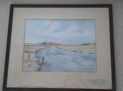 Watercolour by Captain J. D. Guille 'The River Slaney'
