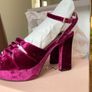 Marian raspberry crushed velvet platforms size 38 Image 4