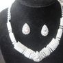 Silver Crystal Bride's Neck Piece and Earrings Image 9