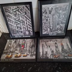 Four small framed prints of New York see dimensions