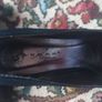 Navy Satin Court Shoes with Diamante. Image 4
