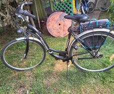 ladies bike with carrier bags and lock