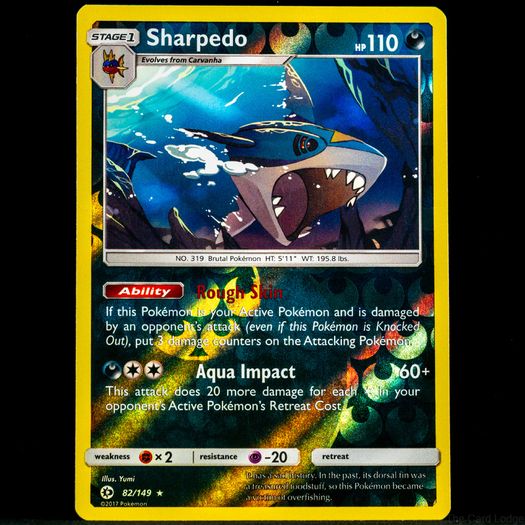 Sharpedo 82/149 Reverse Holo Rare Trainer Sun and Moon Base Set Pokemon Cards