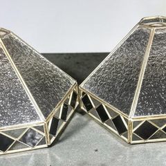 Pair of Tiffany style glass lampshades