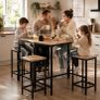 Industrial Bar Table & 4 Stools Set Natural Oak Colour Image 6