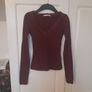 Long Sleeve Burgundy Bershka Top Image 2