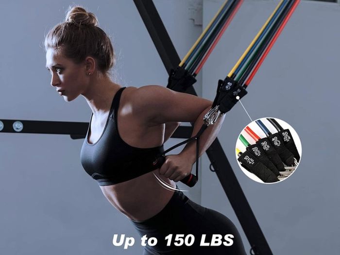 Resistance Bands Set , 17 Pack Exercise Bands Stackable up to 150 LBS, Workout Bands with Door Anchor, Handles & Legs Ankle Straps for Resistance & Endurance Training (FREE POSTAGE)