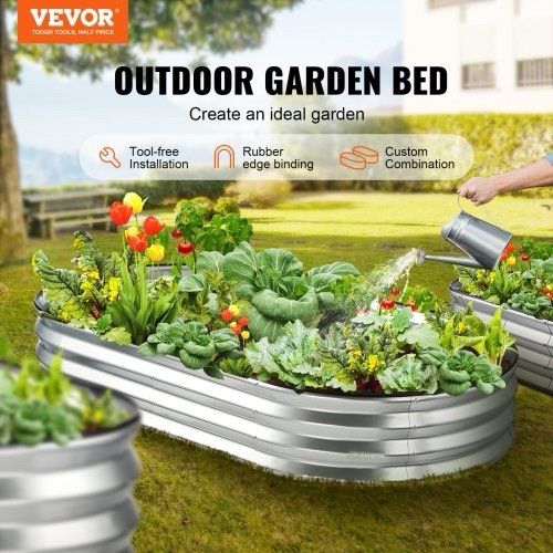 NEW SALE | Raised Garden Bed, 71.9 x 36.4 x 11 inch Galvanized Metal Planter Box, Outdoor Planting Boxes with Open Base, for Growing Flowers/Vegetables/Herbs in Backyard/Garden/Patio/Balcony, Silver