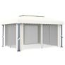 Gazebo with Curtain Cream White Aluminium Image 4