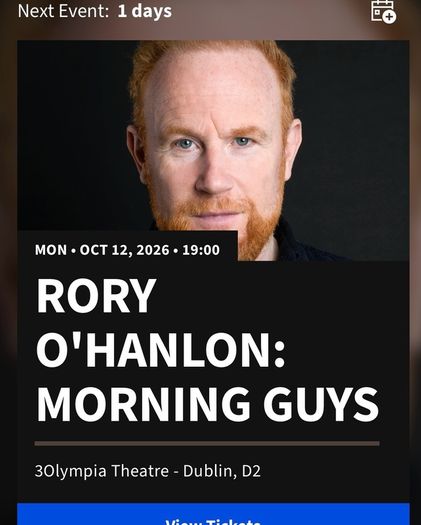 t Two Rory O'Hanlon tickets -  Price is for each ticket not both