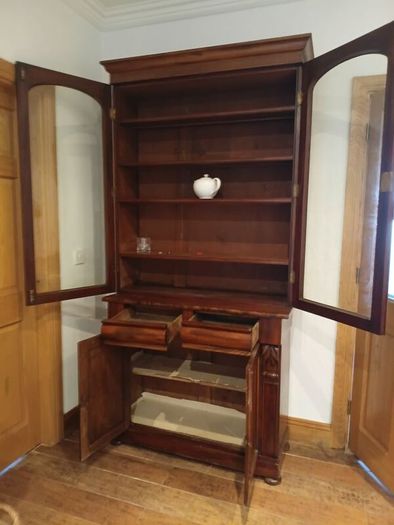 Two-door antique Victorian mahogany bookcase