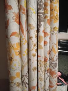 90 x 90 Eyelet Orange Orchre Yellow floral curtains (3 pairs)