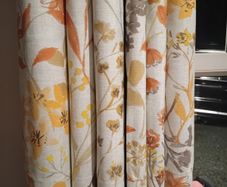 90 x 90 Eyelet Orange Orchre Yellow floral curtains (3 pairs)
