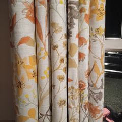 90 x 90 Eyelet Orange Orchre Yellow floral curtains (3 pairs)