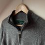 Emerald Style 100% Lambswool Grey 1/4 Zip Sweater Men's Size  L XL Image 3