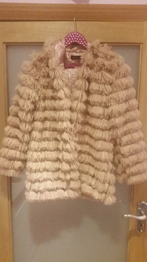 Brand new, Nude shimmer faux fur coat
