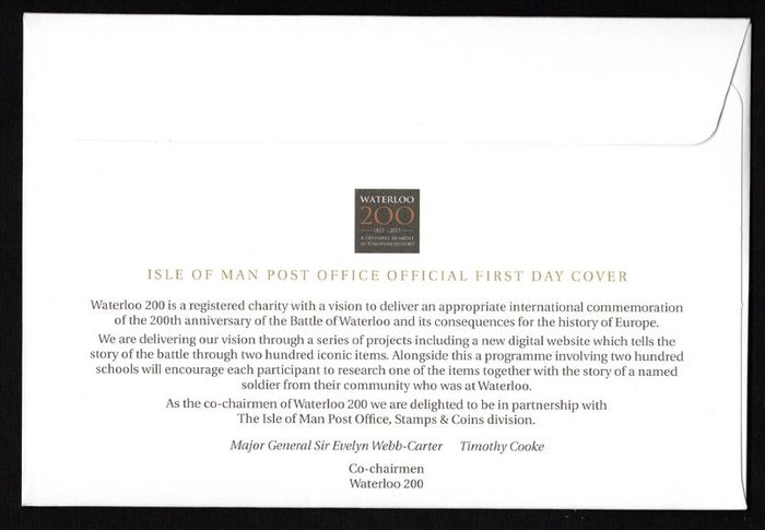 2015 Isle of Man Bicentenary of the Battle of Waterloo Commemorative Stamps First Day Cover (FDC)