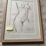 framed nude watercolour drawing signed Image 2