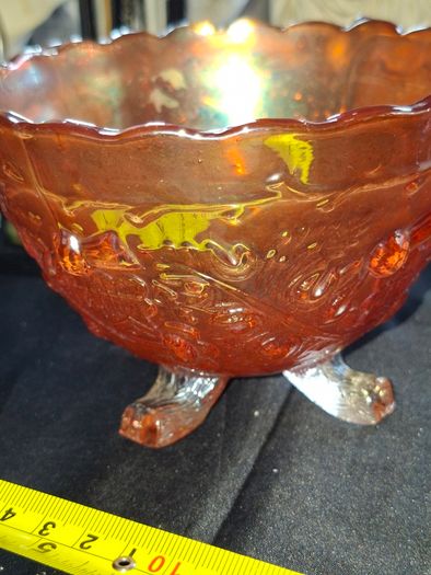 1920s Marigold Carnival Glass Bowl a Thistle and Thorn design, possibly manufactured by Sowerby Glass in the 1920s, no chips or cracks,