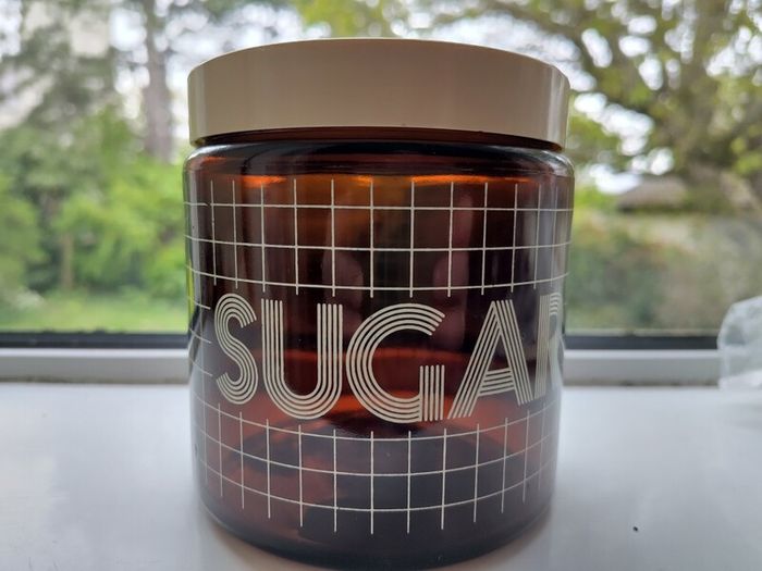 Vintage 1980s plaid sugar jar