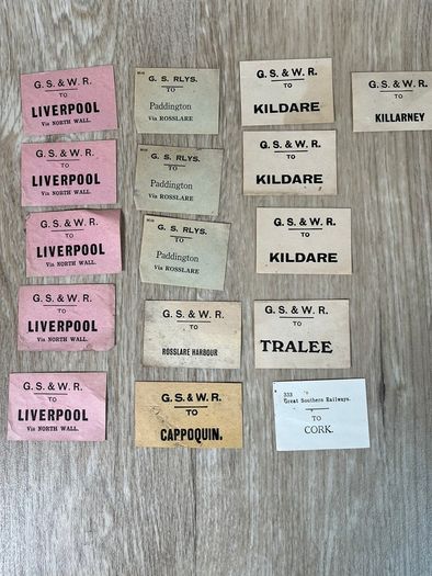 GS&WR Irish Railway Ticket Bundle of 16 Tickets