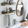Floating Shelves, Rustic Wall Shelves Set of 2 with Length 42cm, Removable Towel Holder, Wall Mounted Shelves for Bathroom, Living Room, Bedroom, Kitchen, etc Image 3