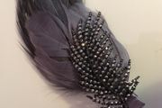 Feather Hair Clip with Diamante Leaf Spine. Vintage Style