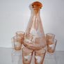 Vintage Pink Glass Barware Decanter/6 shot Glasses circa 1950s Image 2