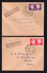 1962 Ireland O'Donovan/O'Curry Commemorative Stamps Plain addressed First Day Cover (FDC) pair with Baile Atha Cliath (Dublin) cancel