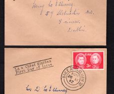 1962 Ireland O'Donovan/O'Curry Commemorative Stamps Plain addressed First Day Cover (FDC) pair with Baile Atha Cliath (Dublin) cancel