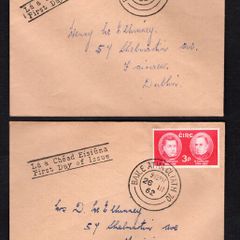 1962 Ireland O'Donovan/O'Curry Commemorative Stamps Plain addressed First Day Cover (FDC) pair with Baile Atha Cliath (Dublin) cancel