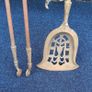 Large Victorian-style ornate brass fire tools pair of tongs & fireplace shovel  Length 80cm Image 2
