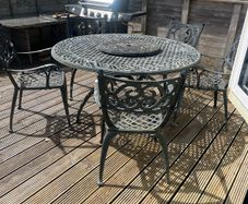 Cast Iron Black Large Table & Chairs
