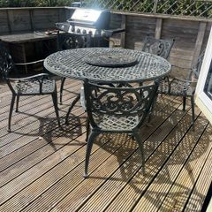 Cast Iron Black Large Table & Chairs