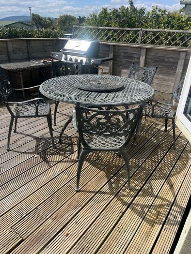 Cast Iron Black Large Table & Chairs
