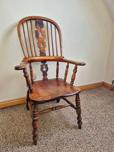 Authentic 19th-Century English High-Back Windsor Armchair