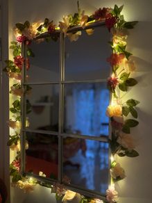 Mirror with flowers & fairy lights