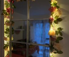 Mirror with flowers & fairy lights
